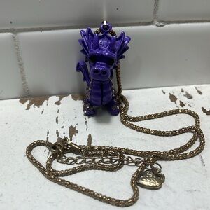 Betsey Johnson Purple Rhinestone Dragon Pendant with chain